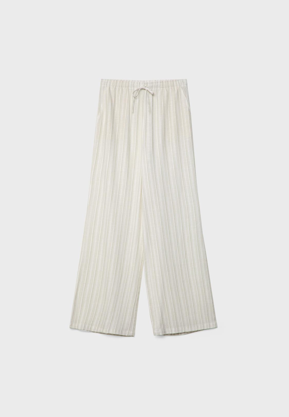 Stradivarius Pantalon Largo Lino Pantalon Blanco Largo Pantalon