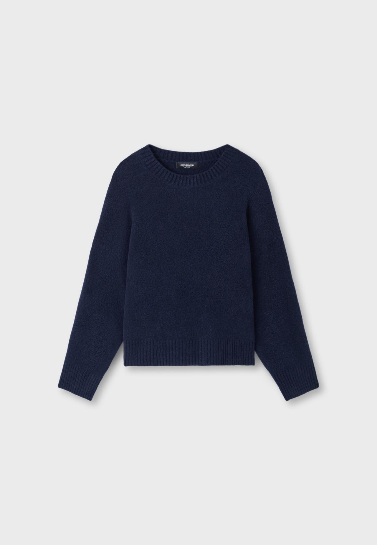 Soft-touch basic knit jumper — Navy blue