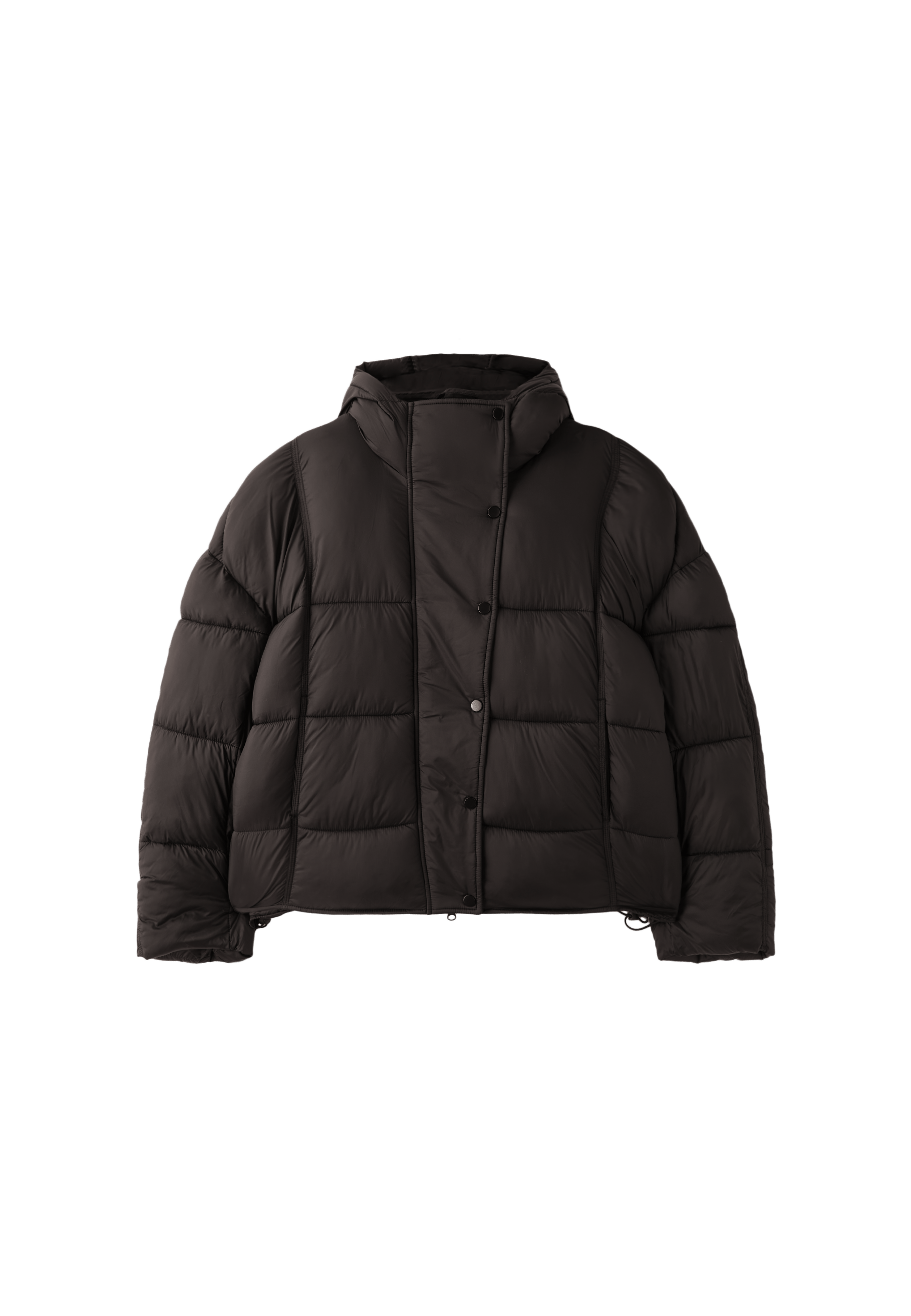 Hooded puffer jacket — Brown
