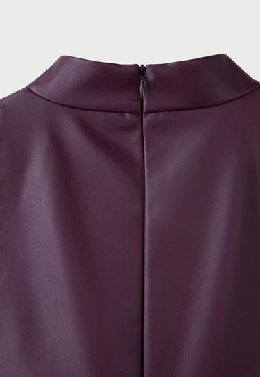 Short leather effect halter dress — Purple 9