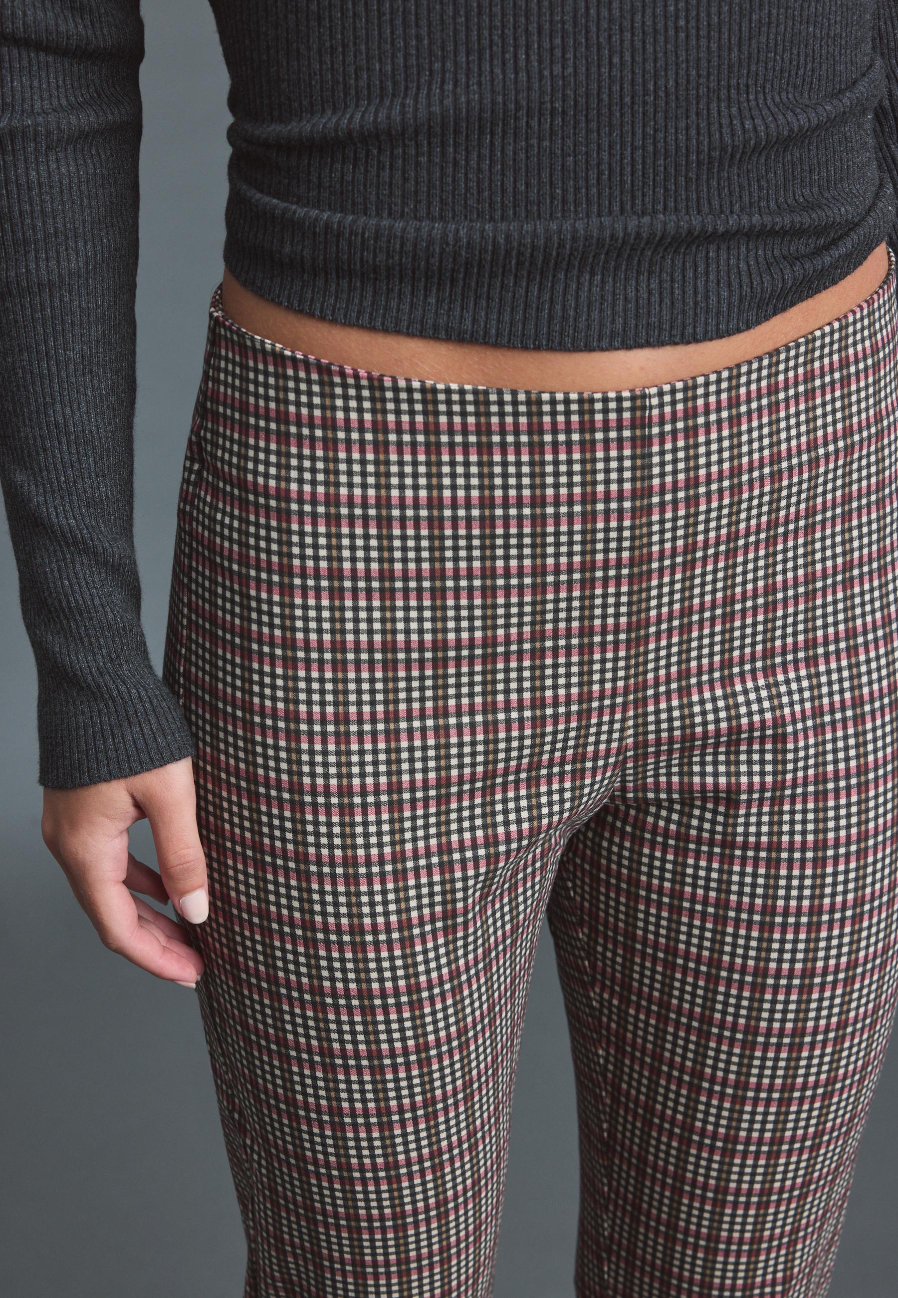 Check print capris — Ecru