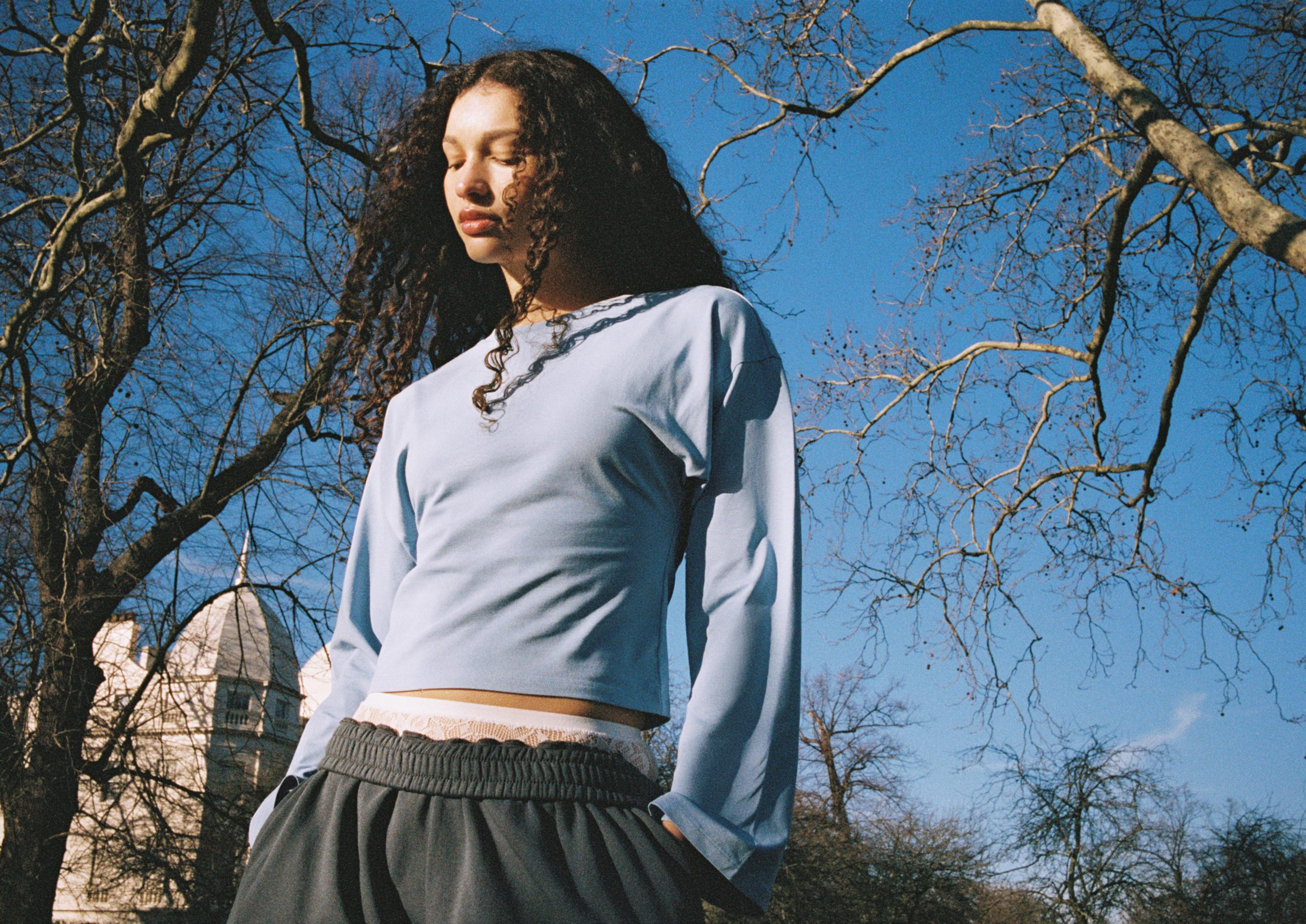 Kimono sleeve T-shirt — Sky blue