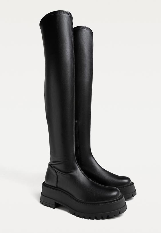 botas planas xl piso track negras