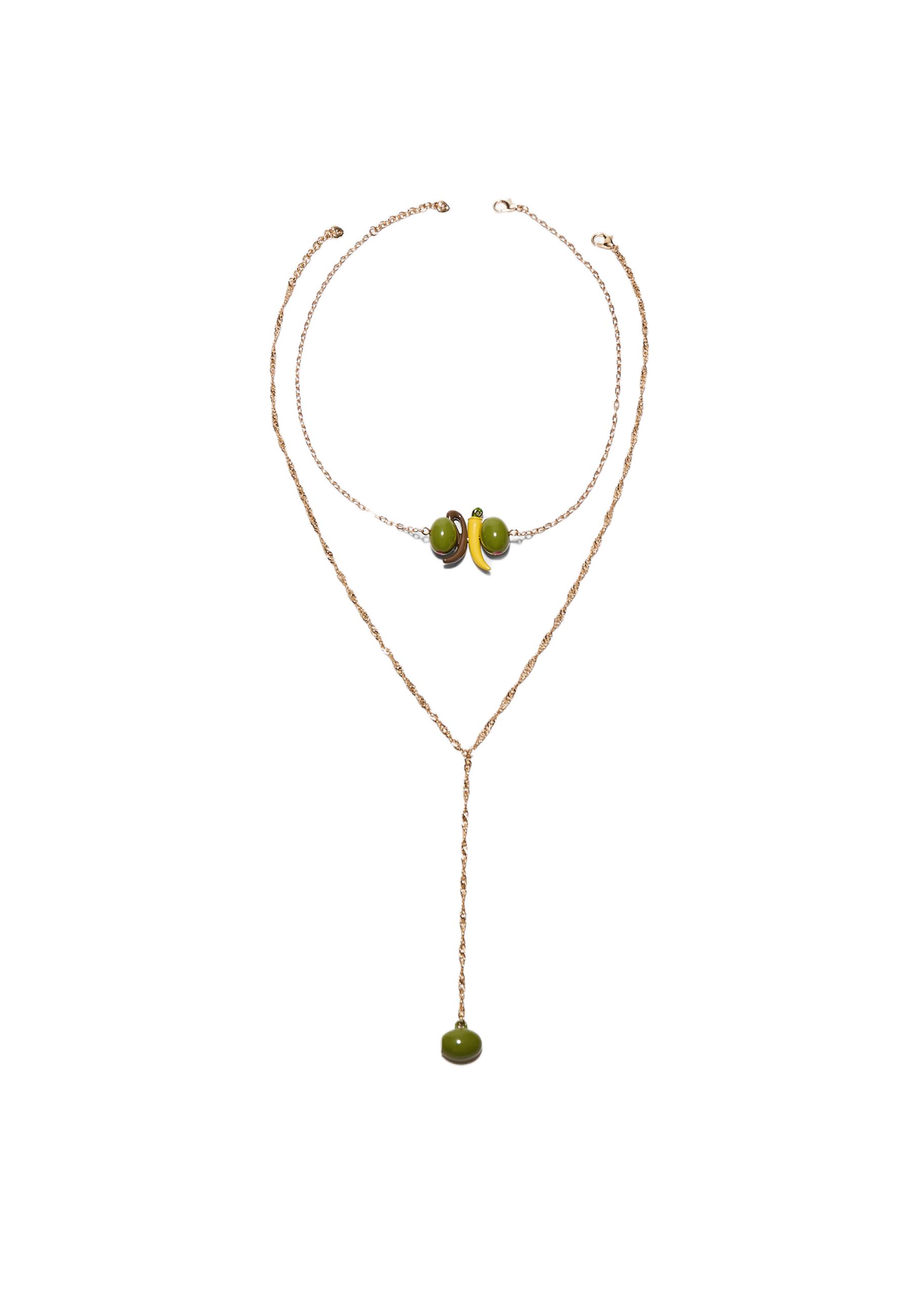 SET OF 2 OLIVE NECKLACES — Gold