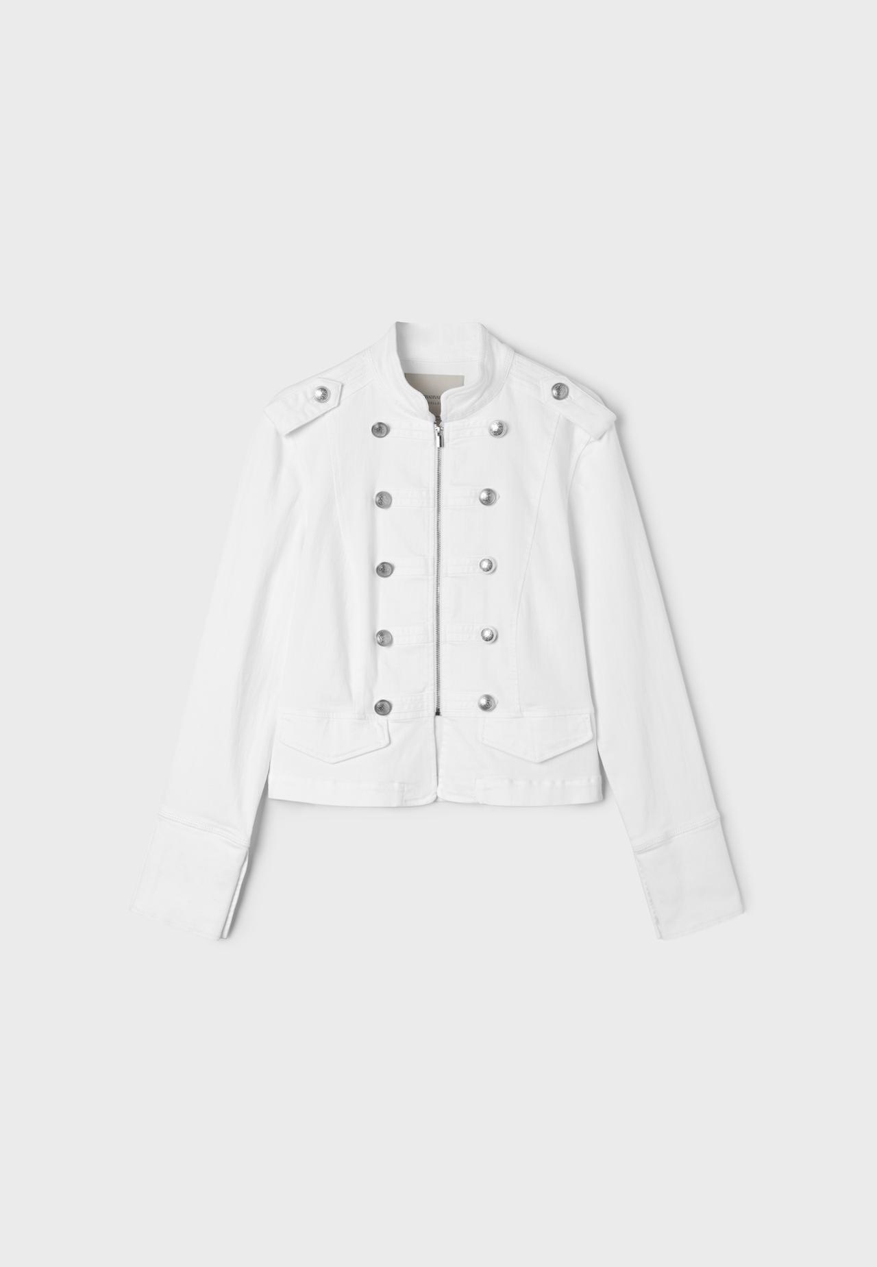 Denim jacket with buttons — White