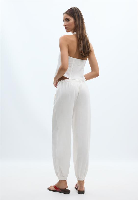 pantaloni da gaucho effetto lino