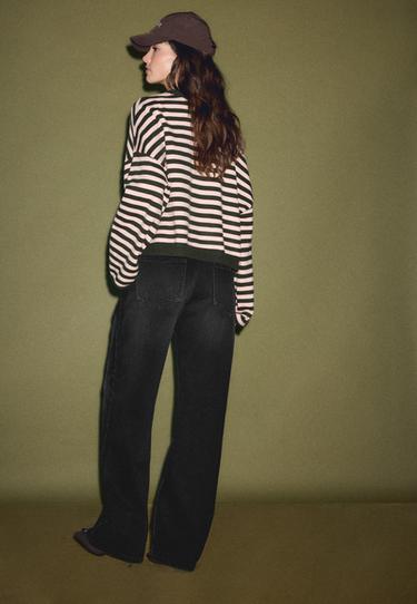 Double-waist wide-leg jeans — BLACK DENIM WASH 5