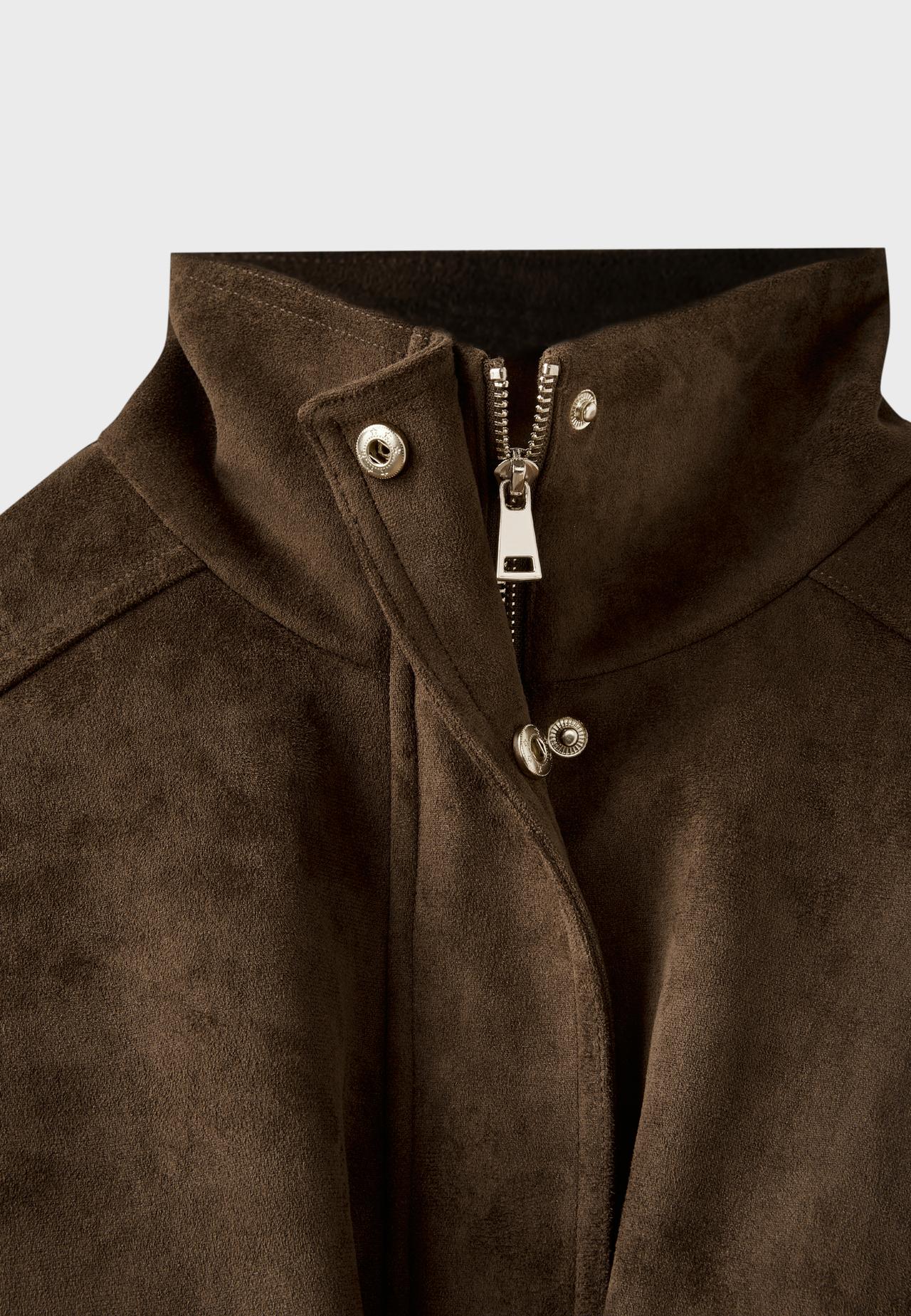 Oversize faux suede jacket — Brown