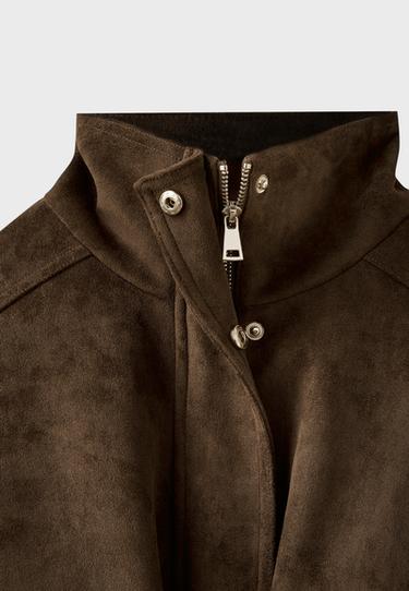 Oversize faux suede jacket — Brown 9