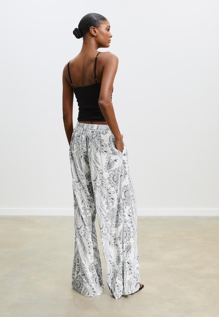 flowing printed palazzo trousers