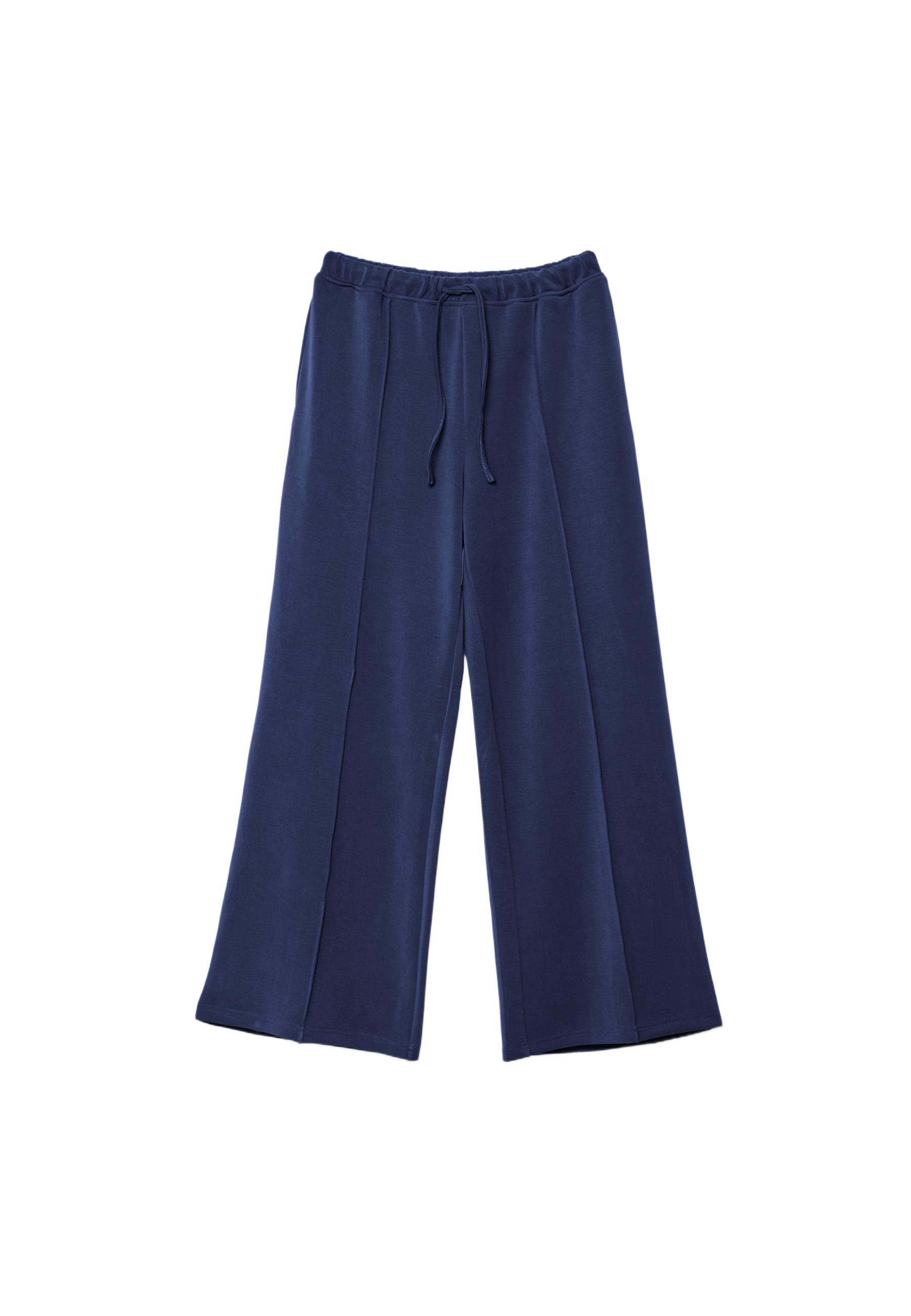 Yumuşak dokulu dikiş detaylı geniş paça jogger pantolon - Görsel 10