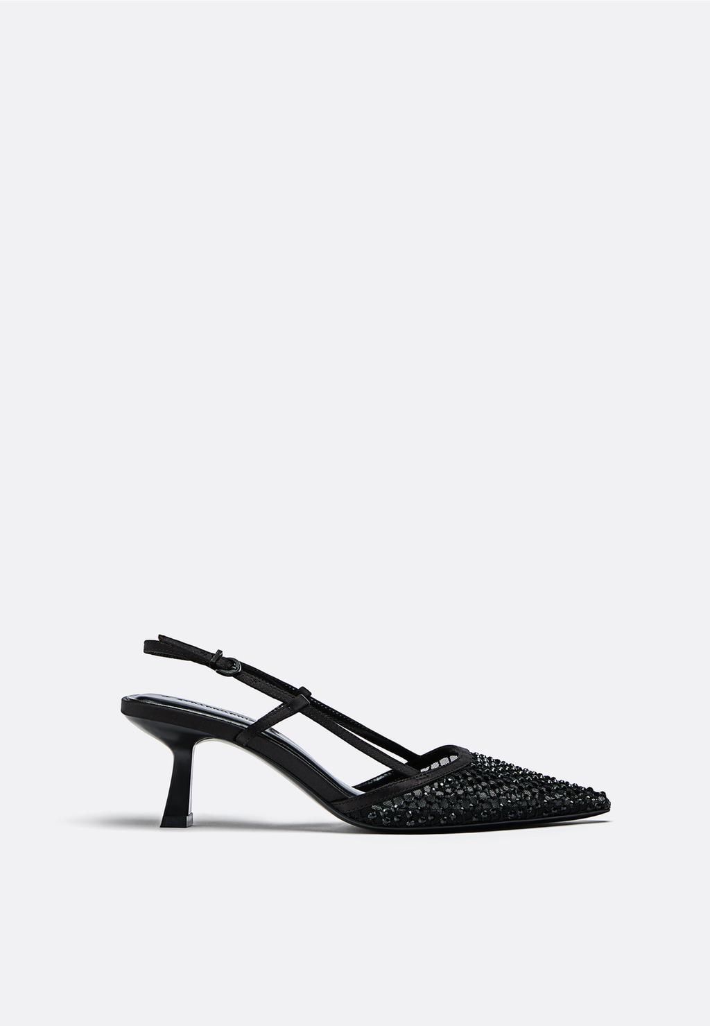 Zapatos tacón mesh pedrería