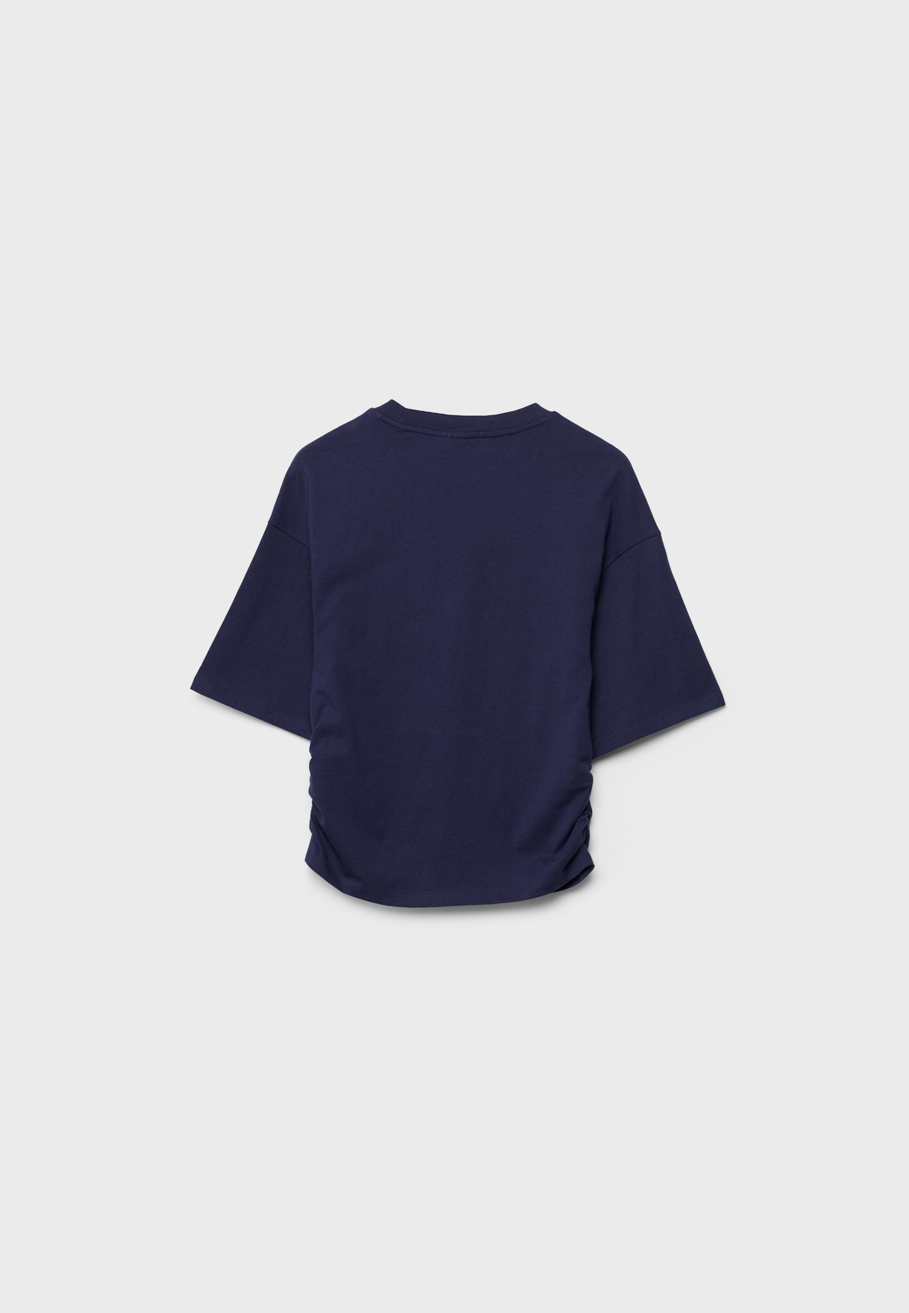 Placement ruched crop T-shirt — Dark blue