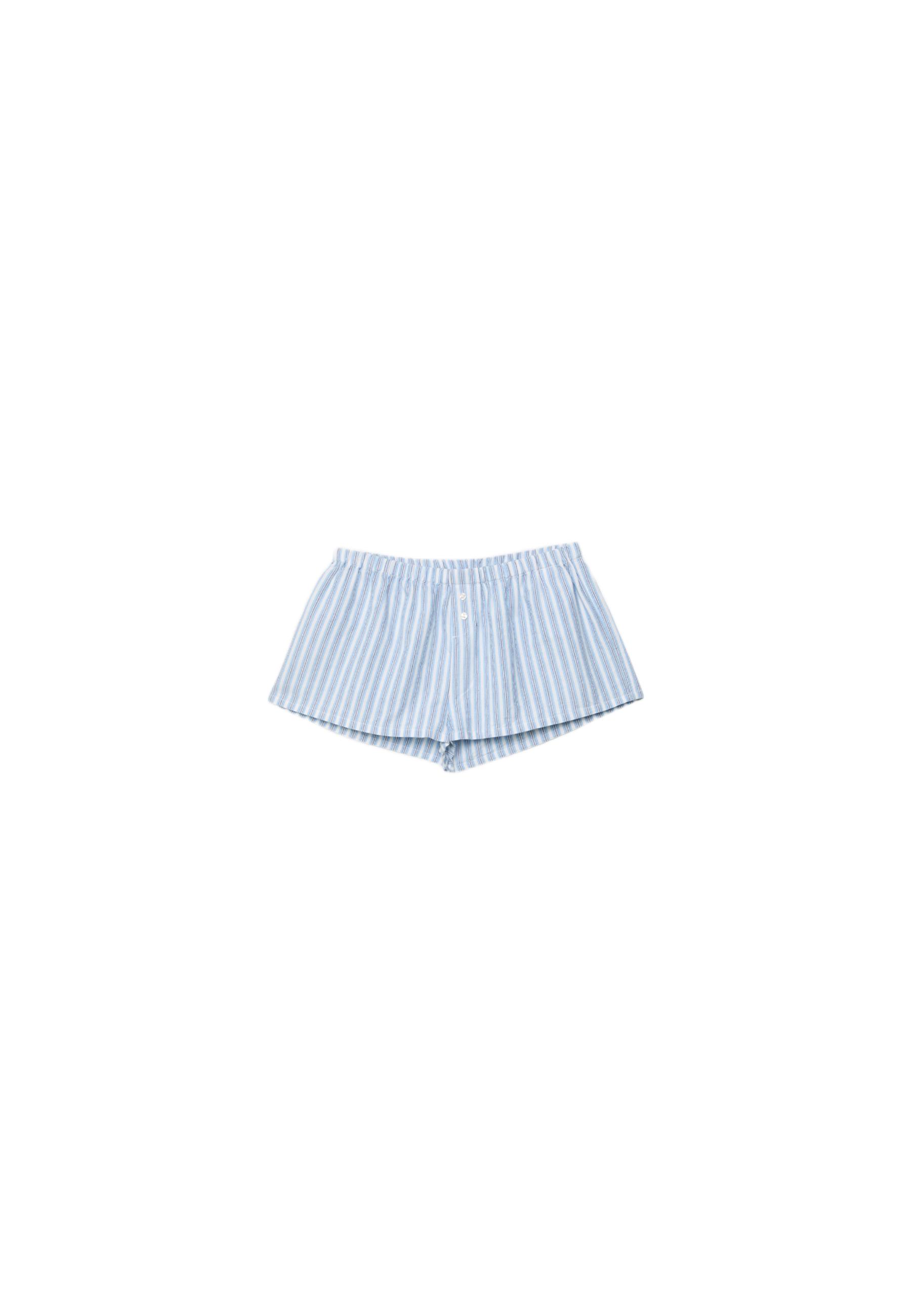Striped button-detail shorts — Navy blue