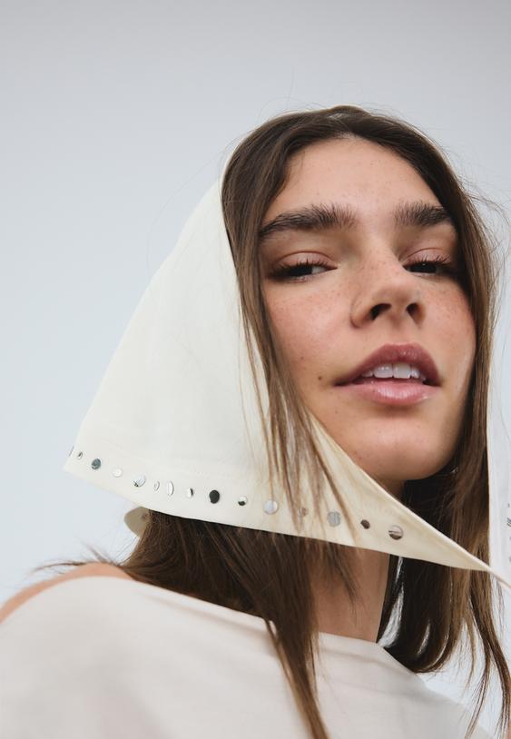 Stradivarius Lyocell Scarf Trousers Ecru M