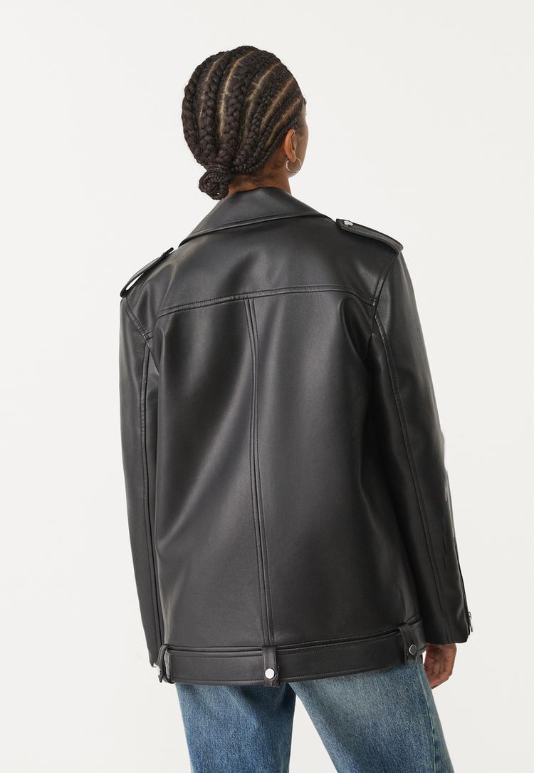 cazadora biker oversize efecto piel