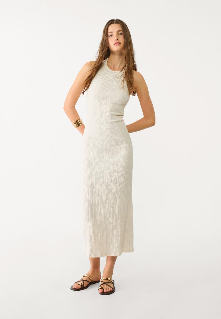 vestido midi halter textura