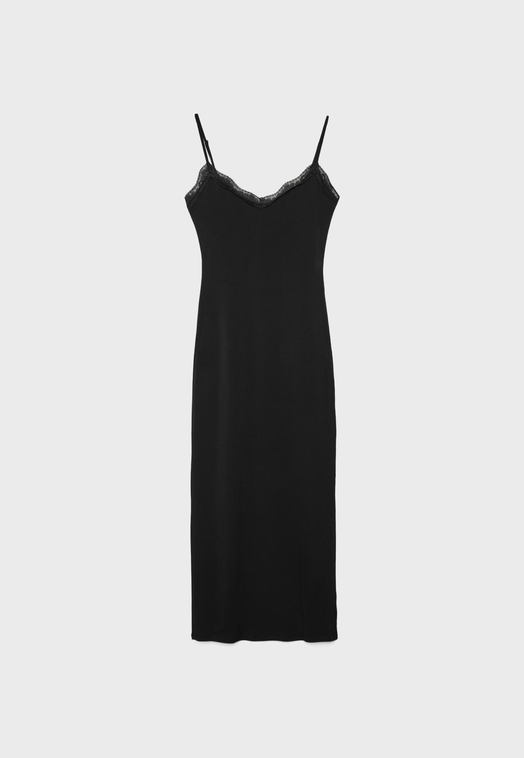 Long lace knit dress — Black