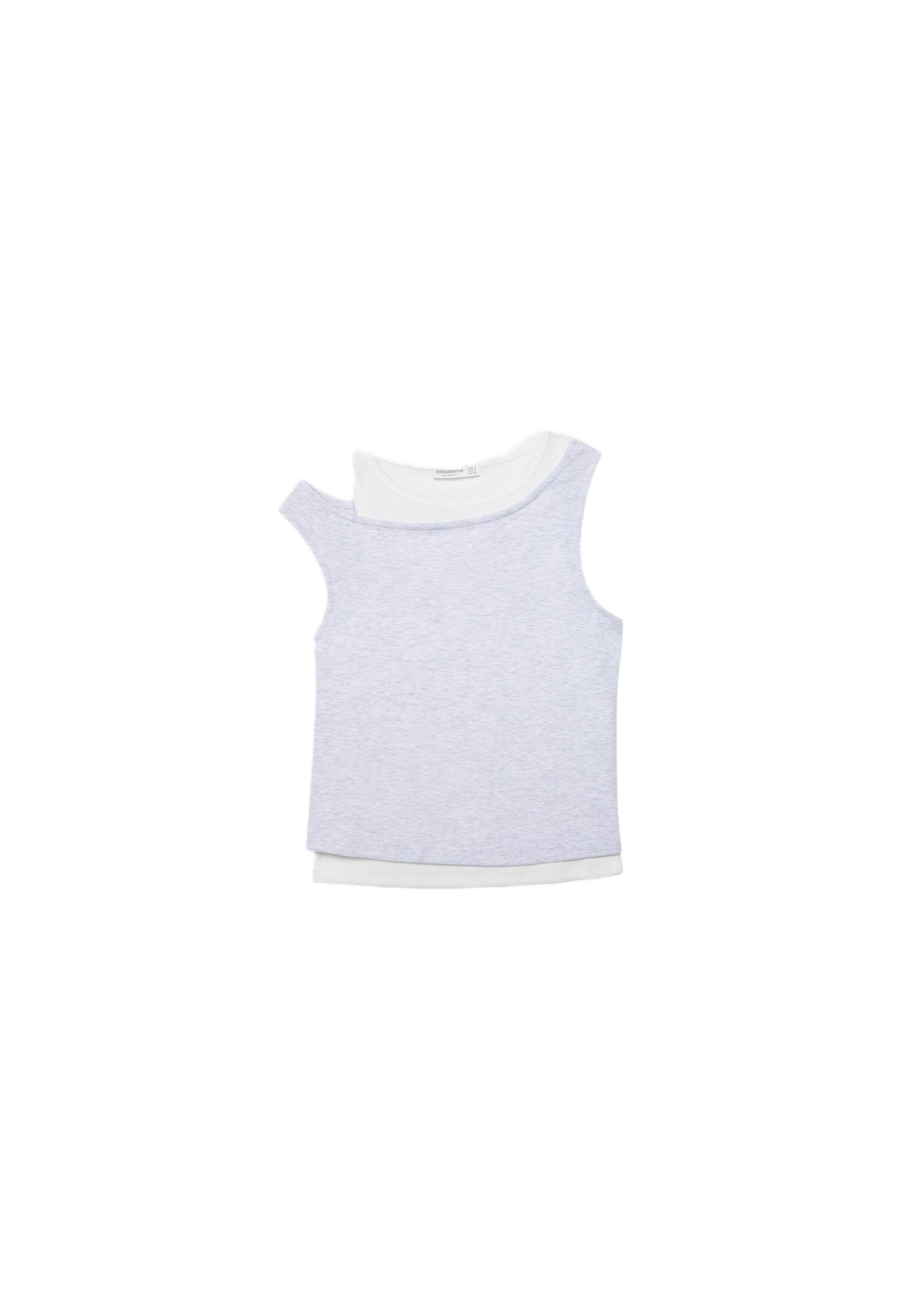 Double layer T-shirt — Grey melange