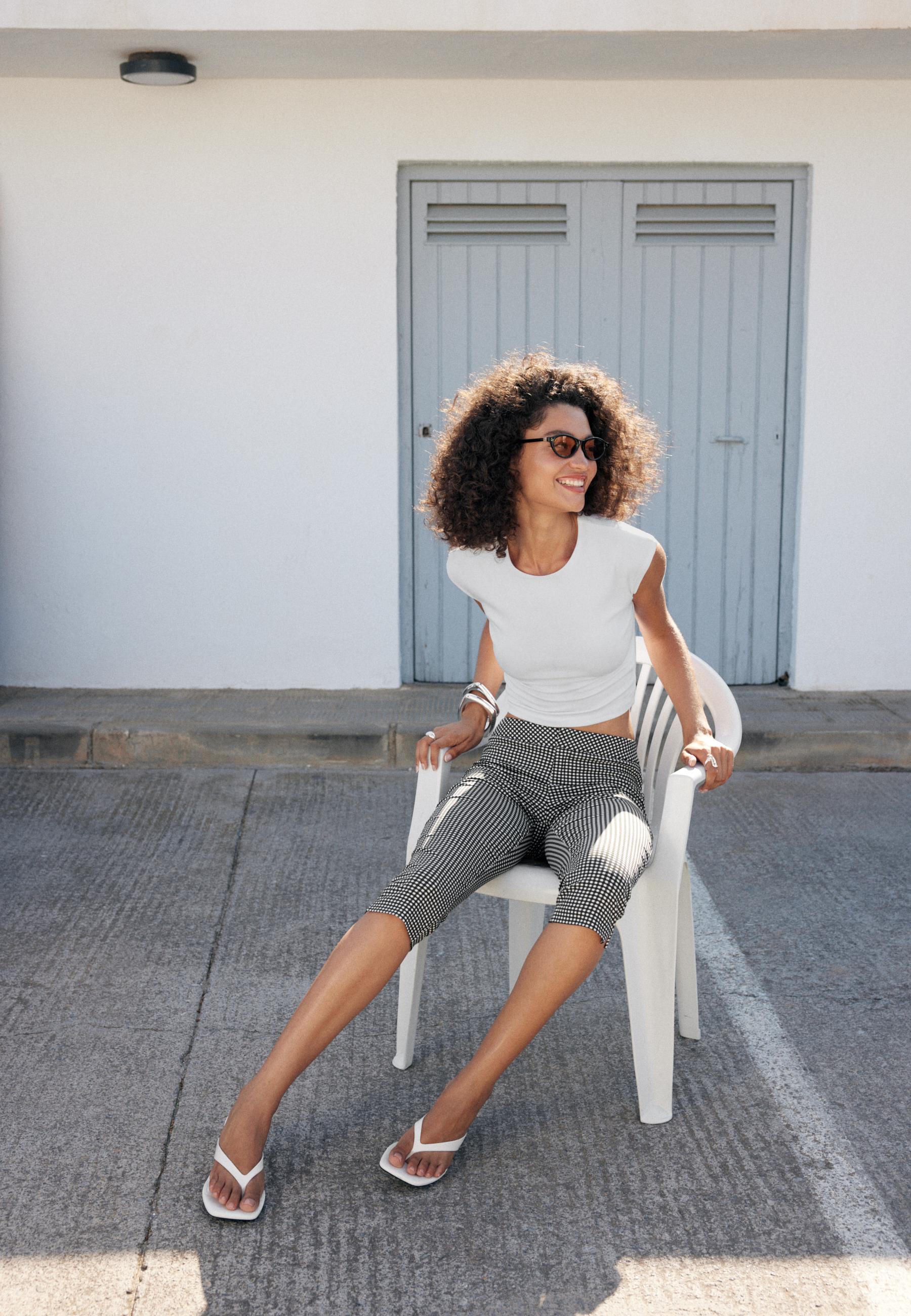 Cap sleeve cropped T-shirt — White