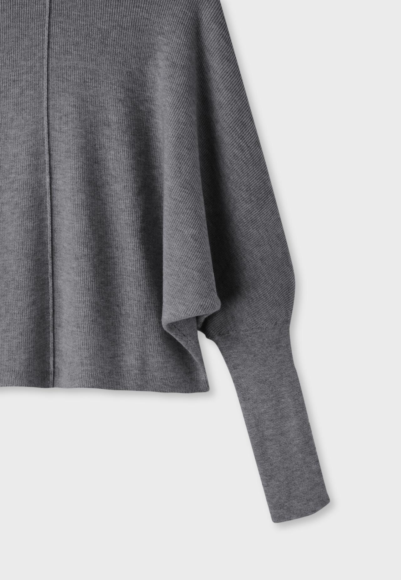 Batwing sleeve mock neck knit jumper — Dark grey