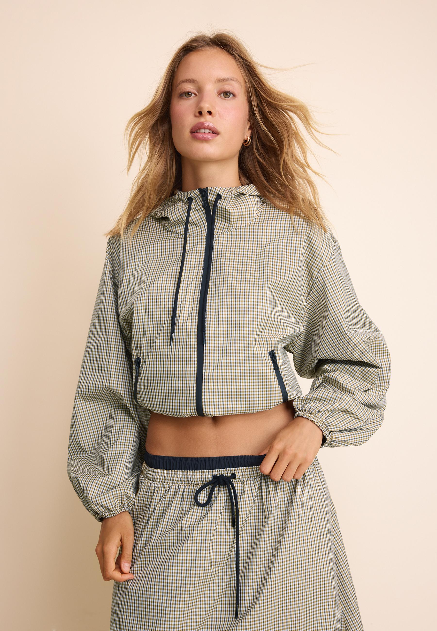 Check technical jacket — Beige