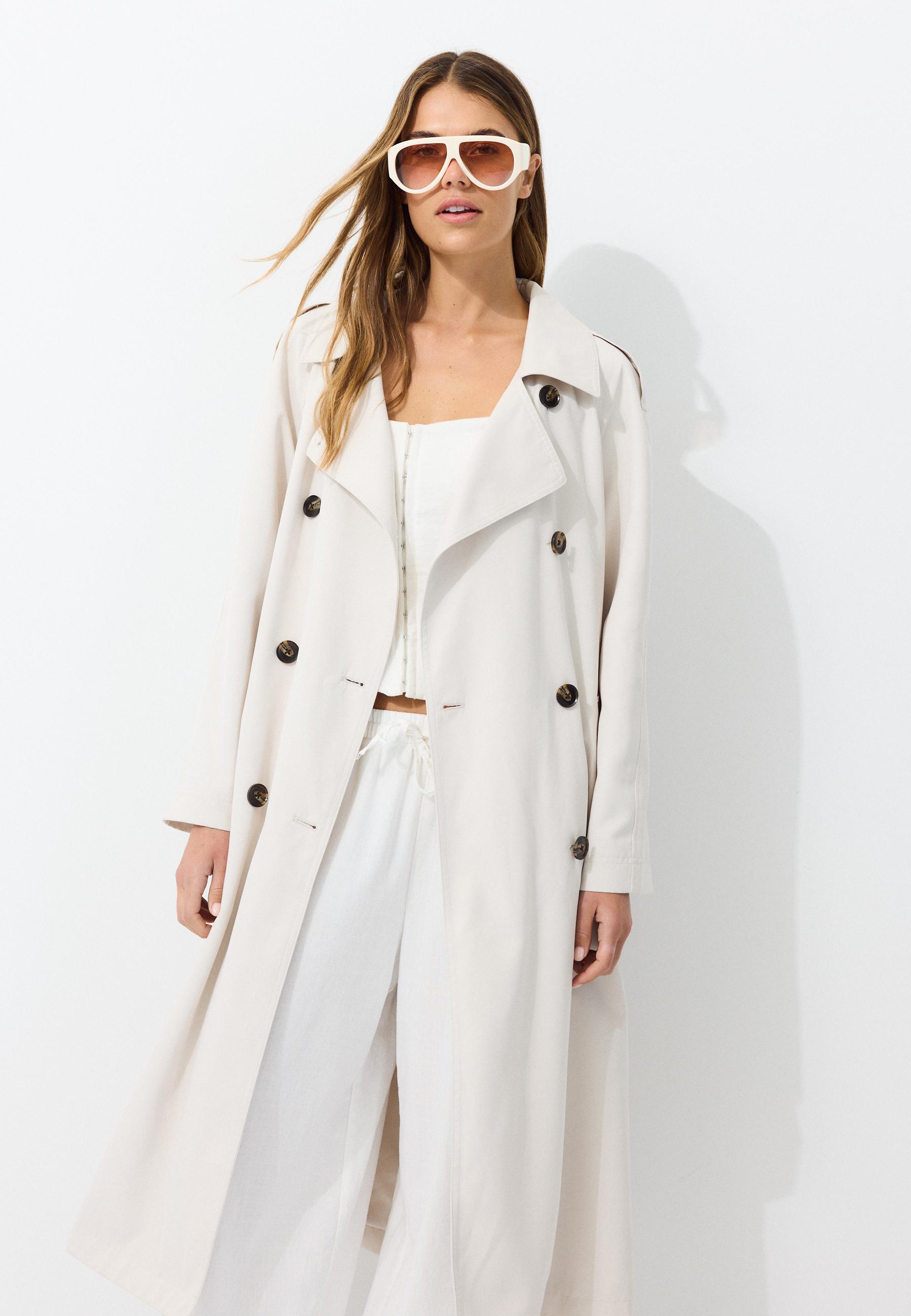 Long flowing trench coat — Stone