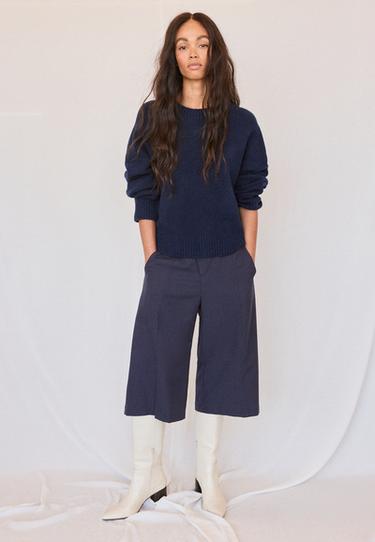 Soft-touch basic knit jumper — Navy blue 2