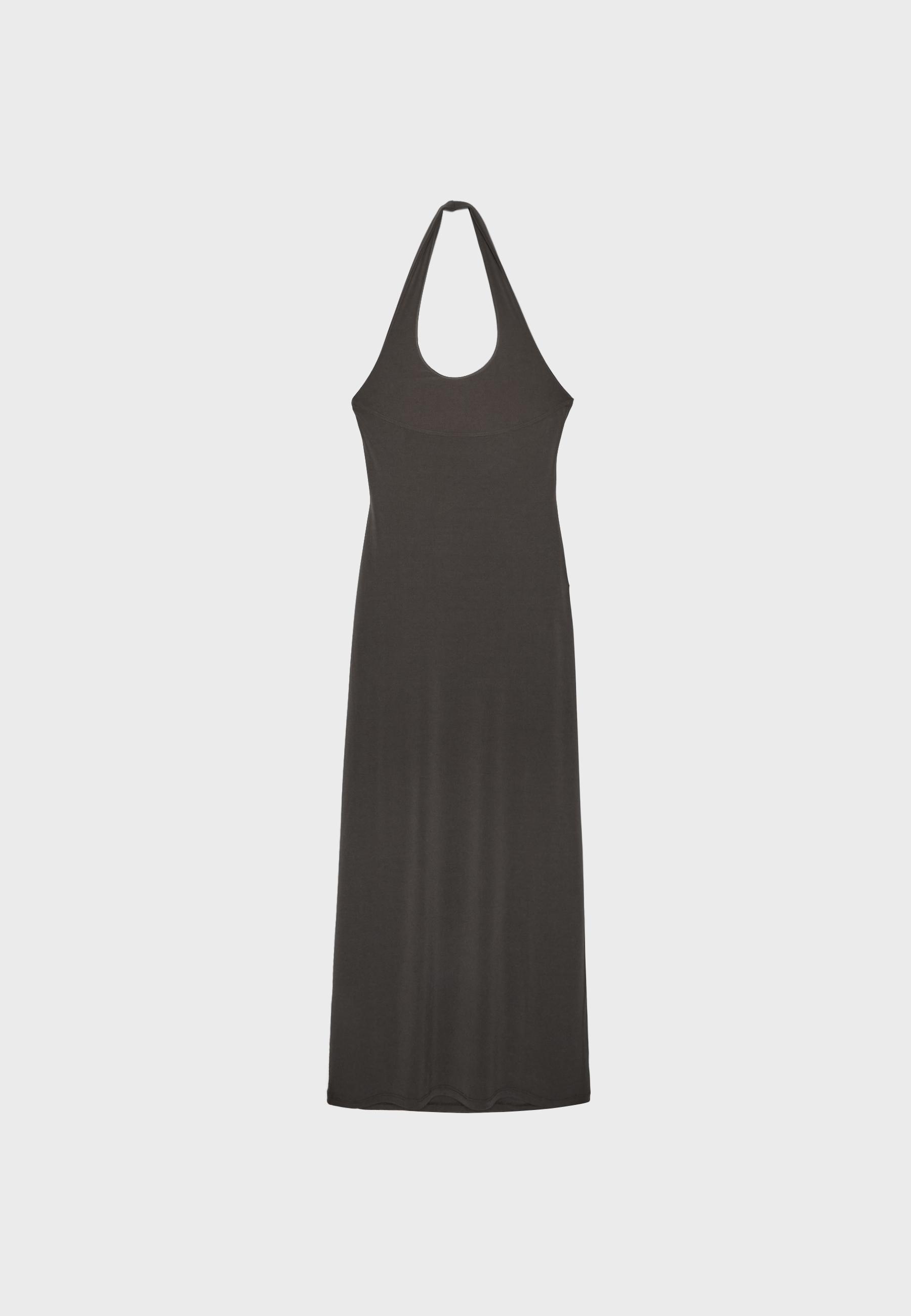 Halter neck midi dress — Brown