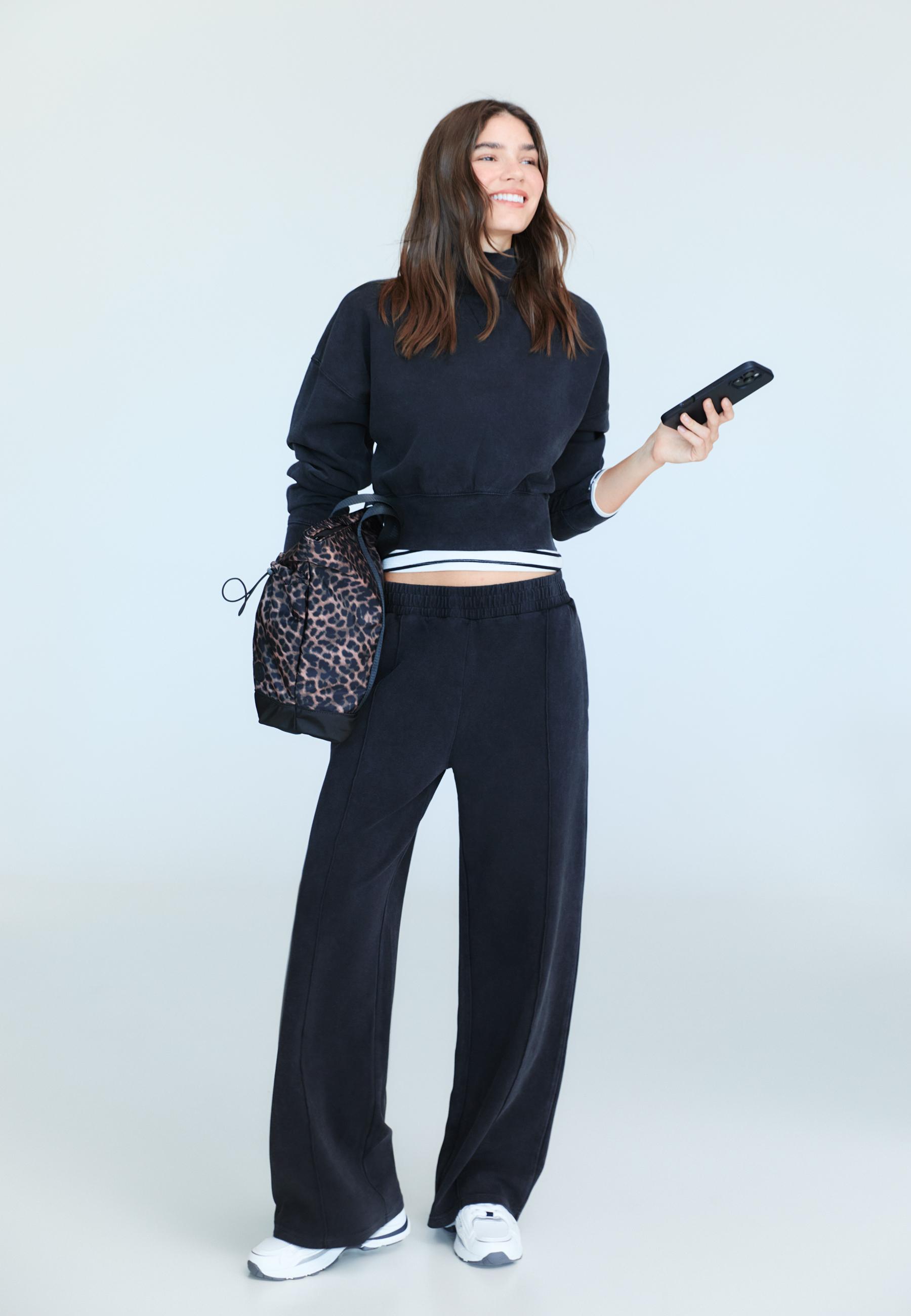 Stradivarius Φούτερ Interlock Με Απαλή Υφή Ανθρακί M