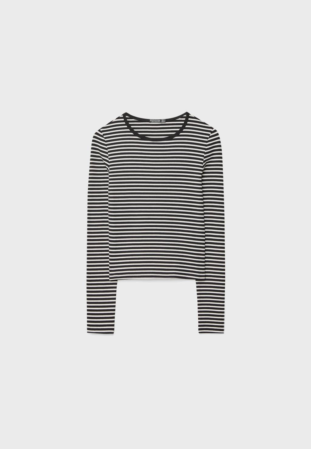 Basic T-shirt met lange mouw van katoen met strepen