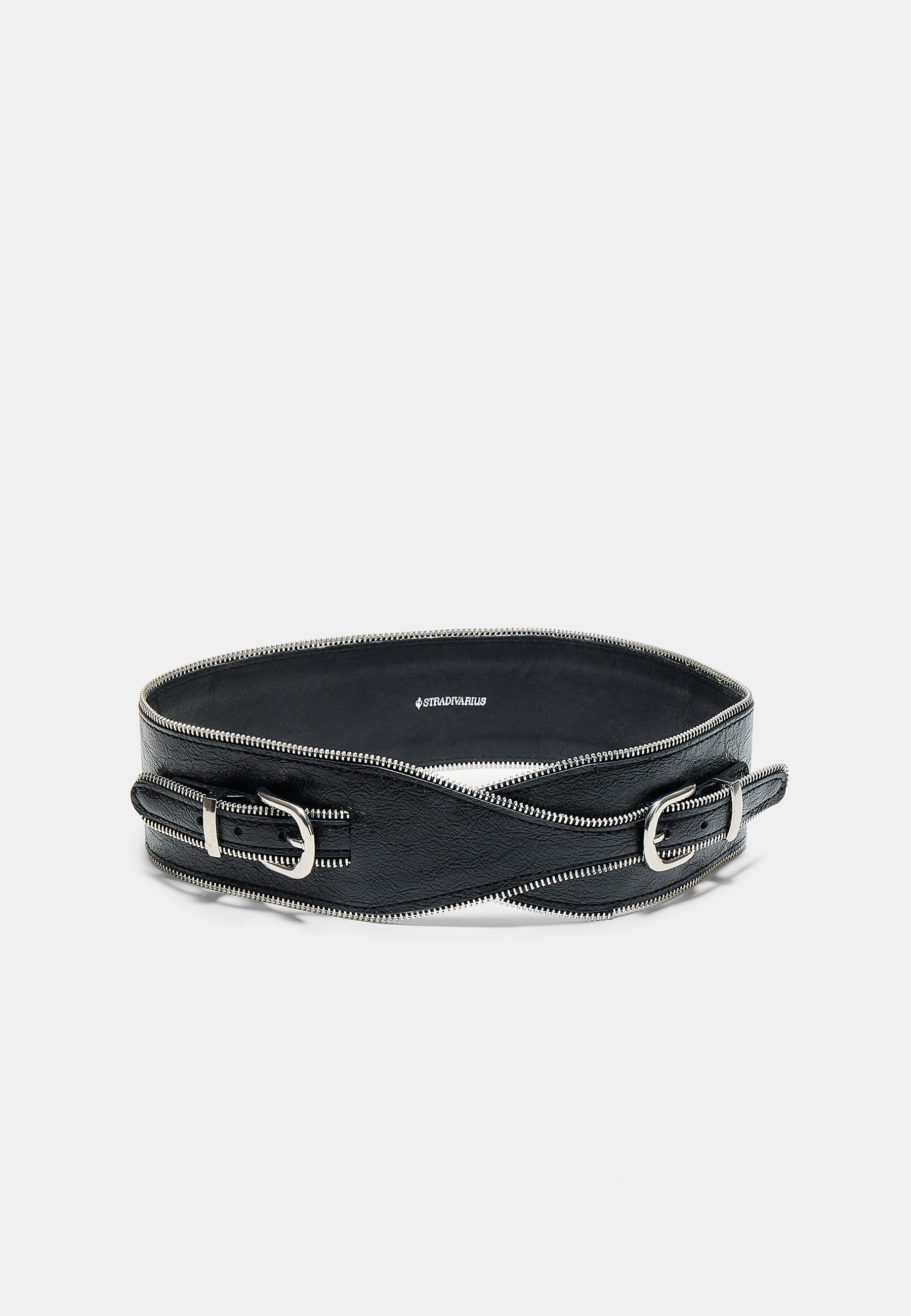 Wide zip-edge belt — Black