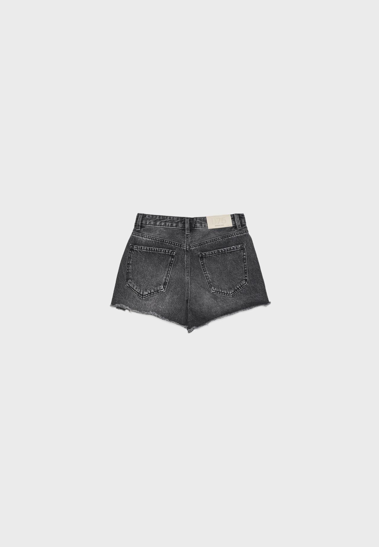 D75 Ripped denim shorts — BLACK DENIM WASH