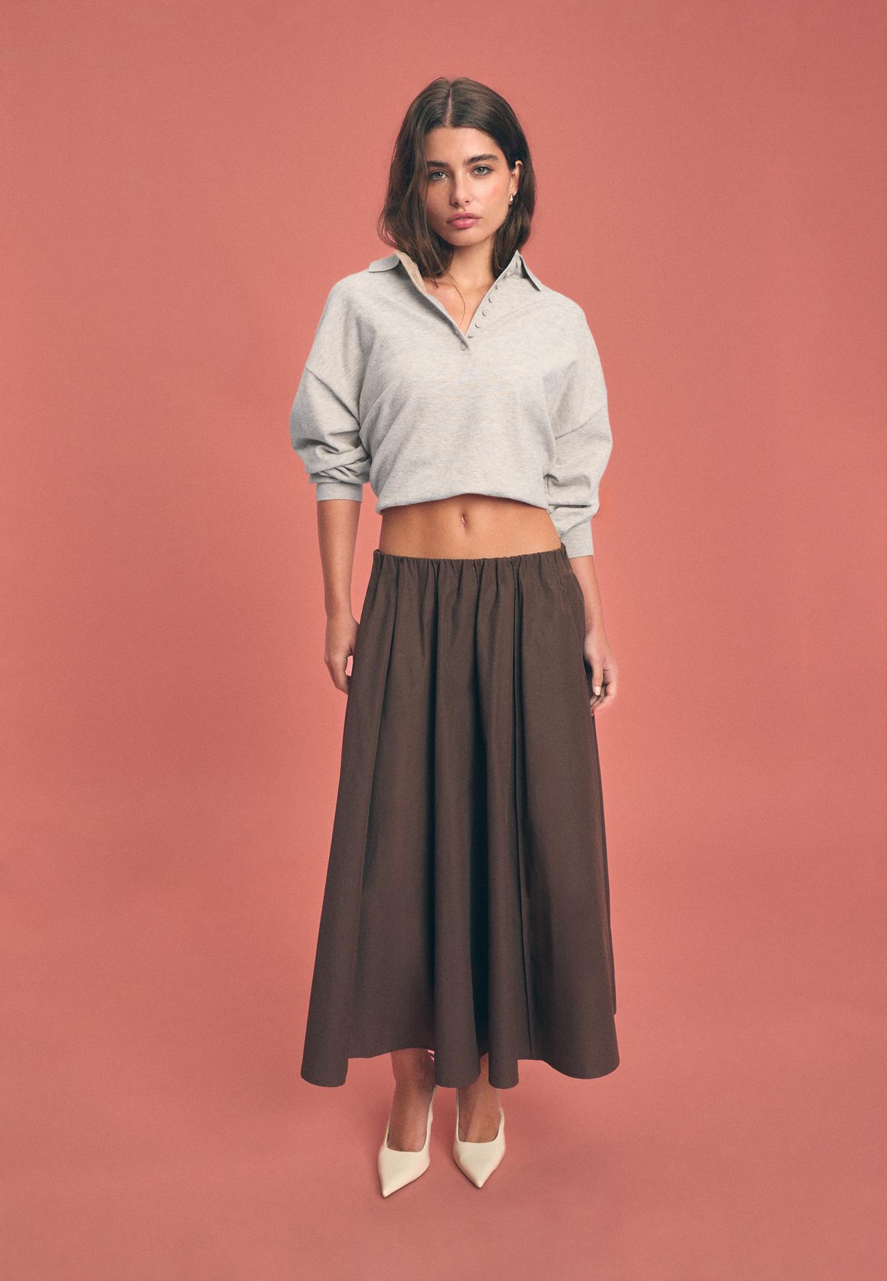 Poplin seam skirt — Brown