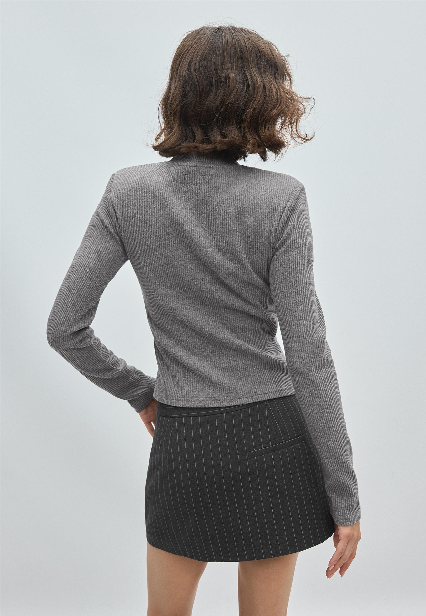 Knit cardigan with shoulder pads — Dark grey