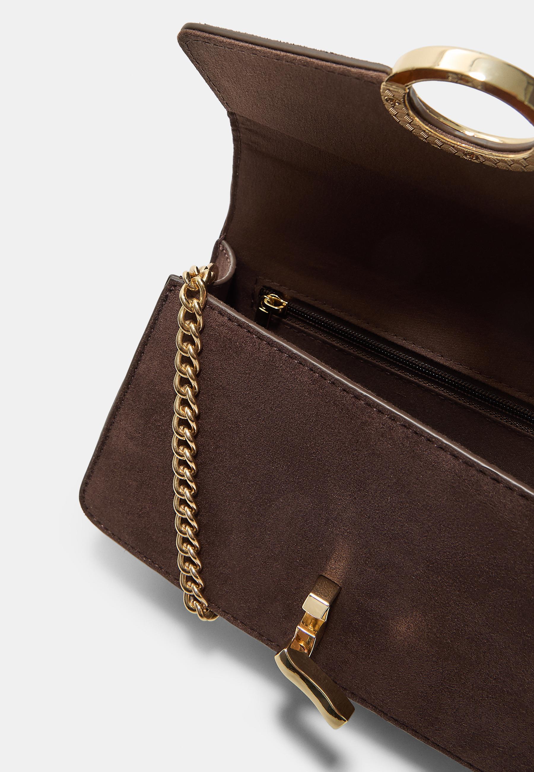 Crossbody bag with a round clasp — Brown