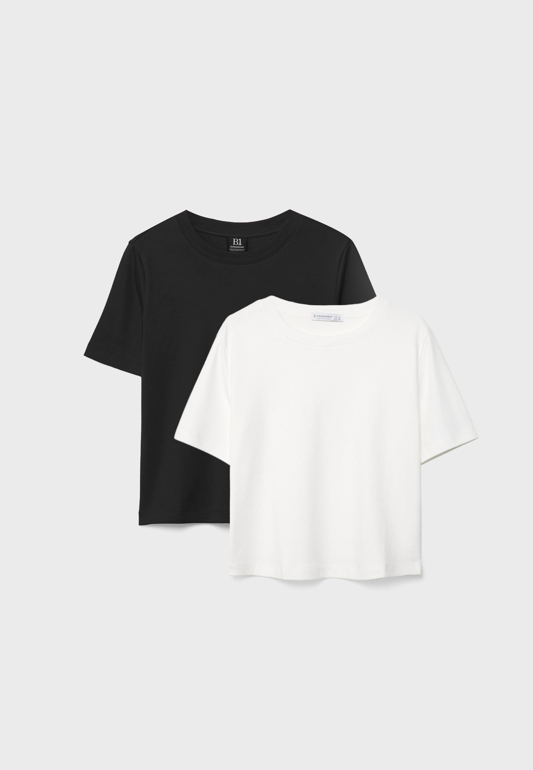 B01 2-pack of basic regular fit short sleeve T-shirts — Black
