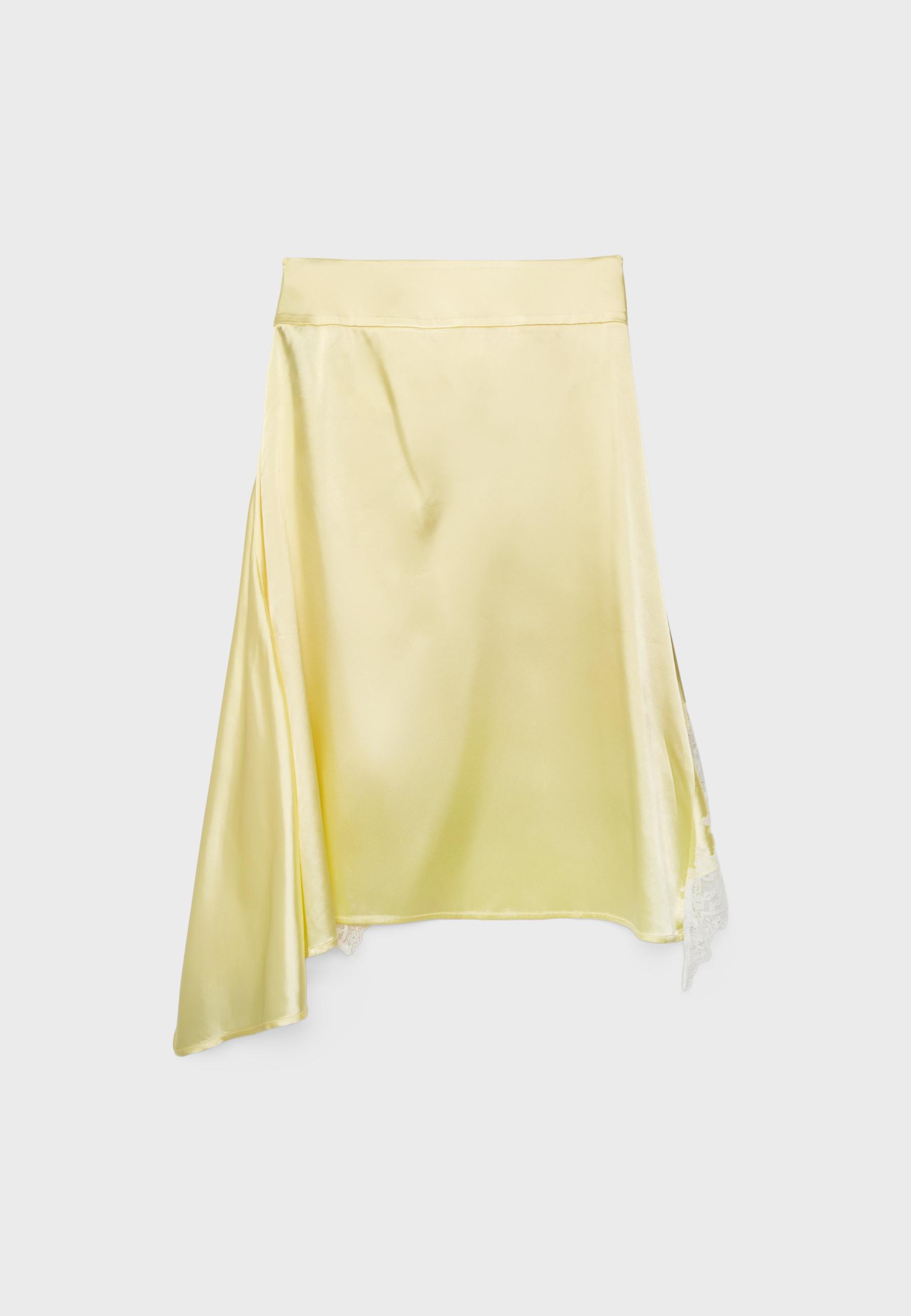 Satin asymmetric midi skirt — Gold