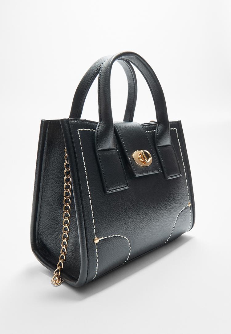 embellished tote bag with topstitching