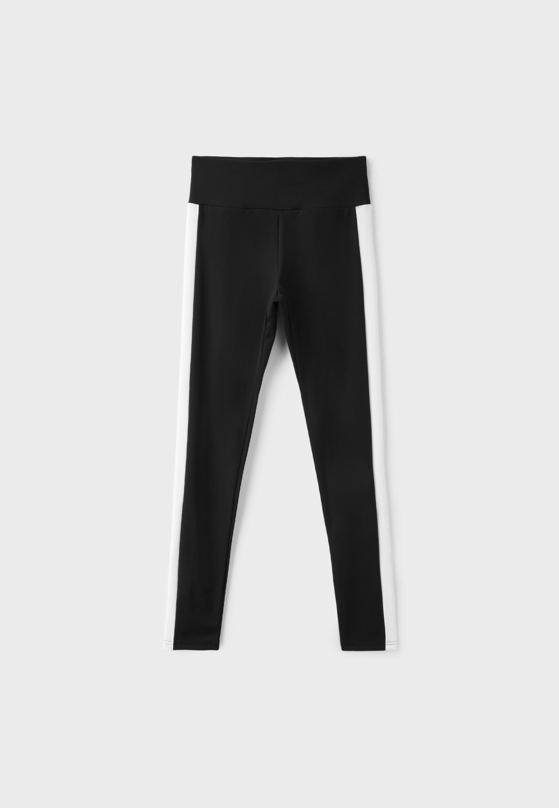 Side-stripe leggings — Black