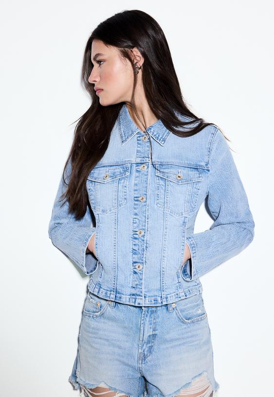 Stradivarius D75 Ripped Denim Shorts Overdyed Blue Denim 12