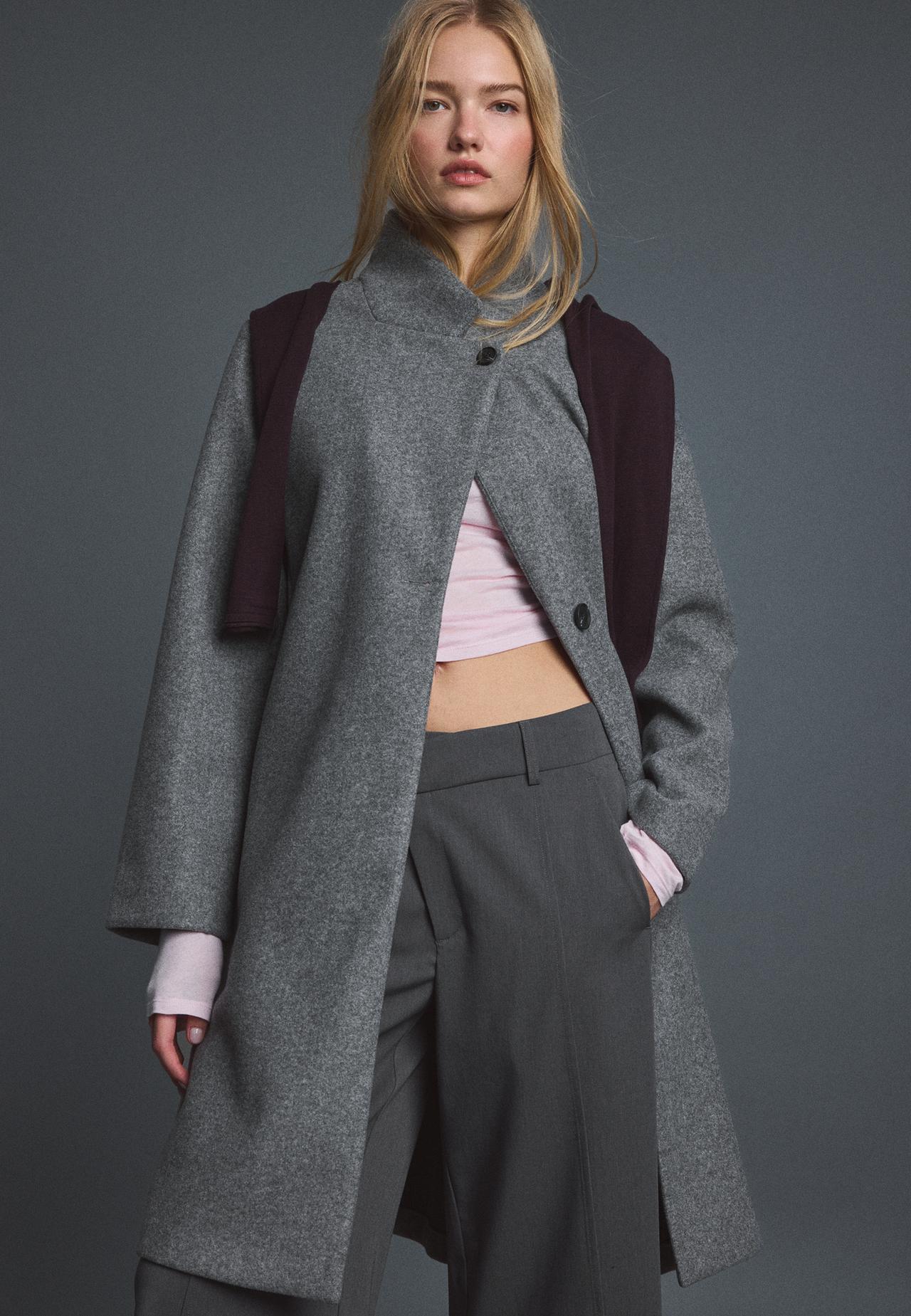 Soft-touch basic coat — Dark grey