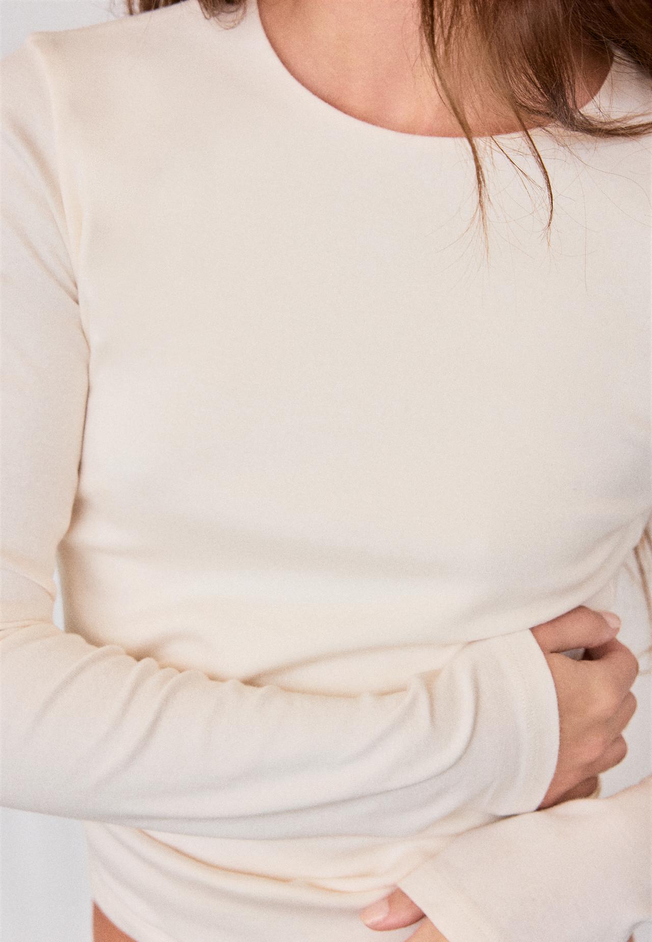 Basic long sleeve T-shirt — Ecru