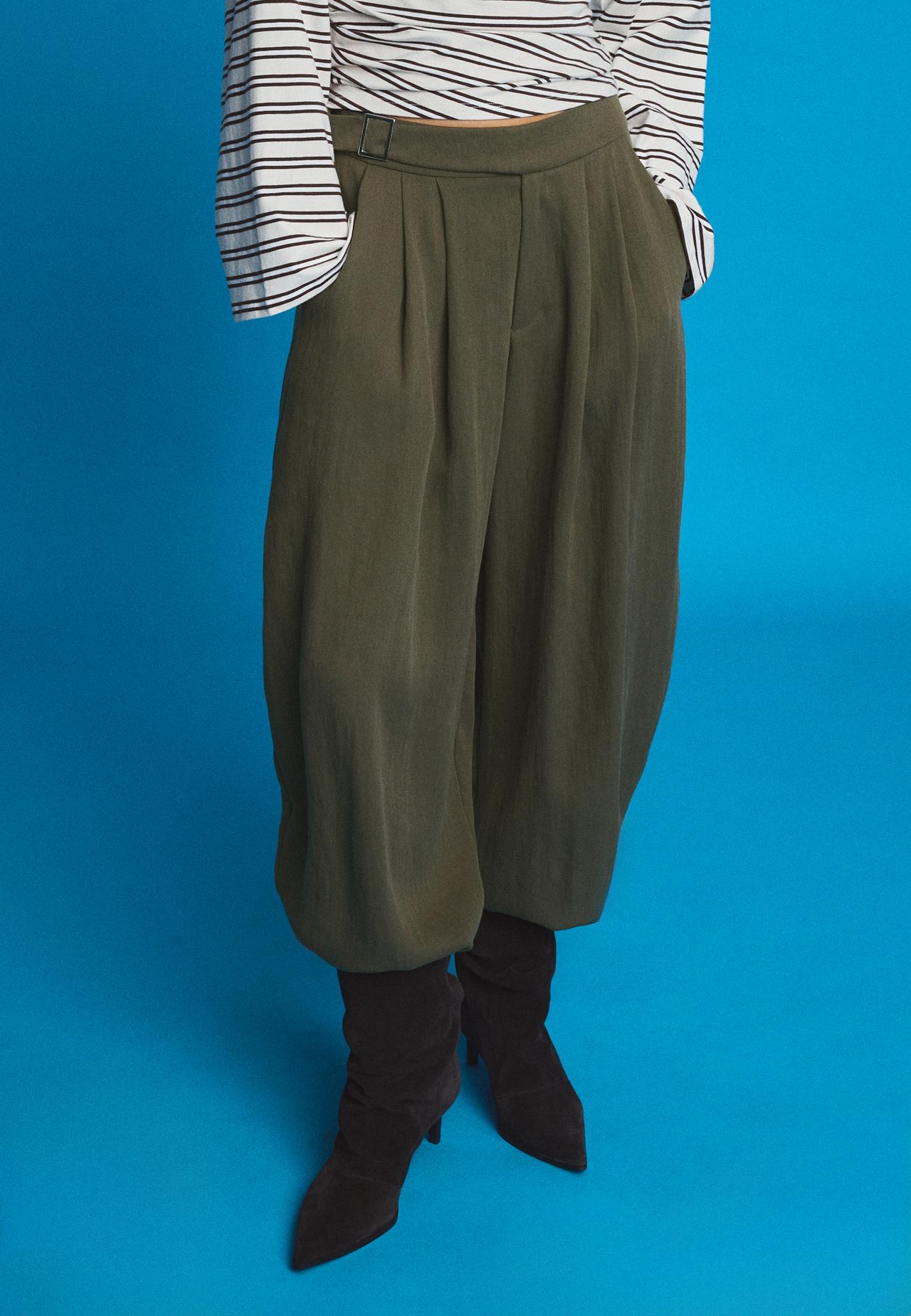Sarouel trousers with buckle — Khaki