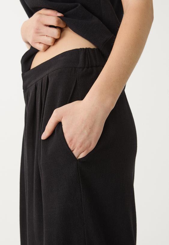Keten karışımlı culotte pantolon_8