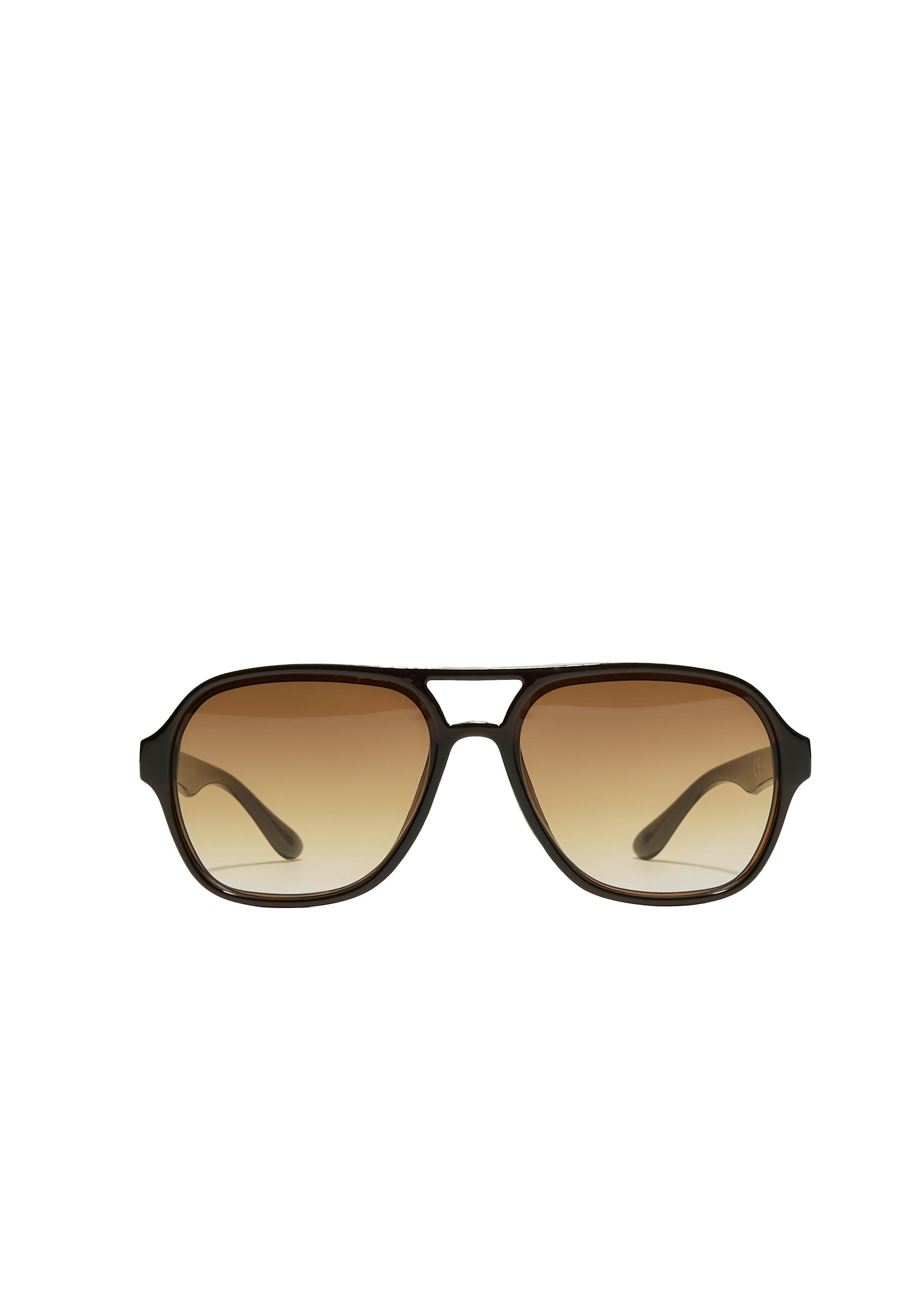 Double bridge resin sunglasses — Brown