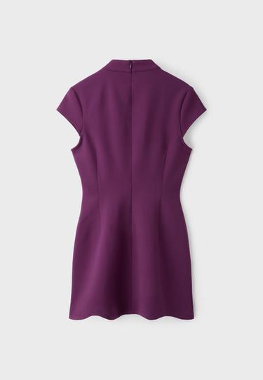 Short stand collar dress — Purple 8