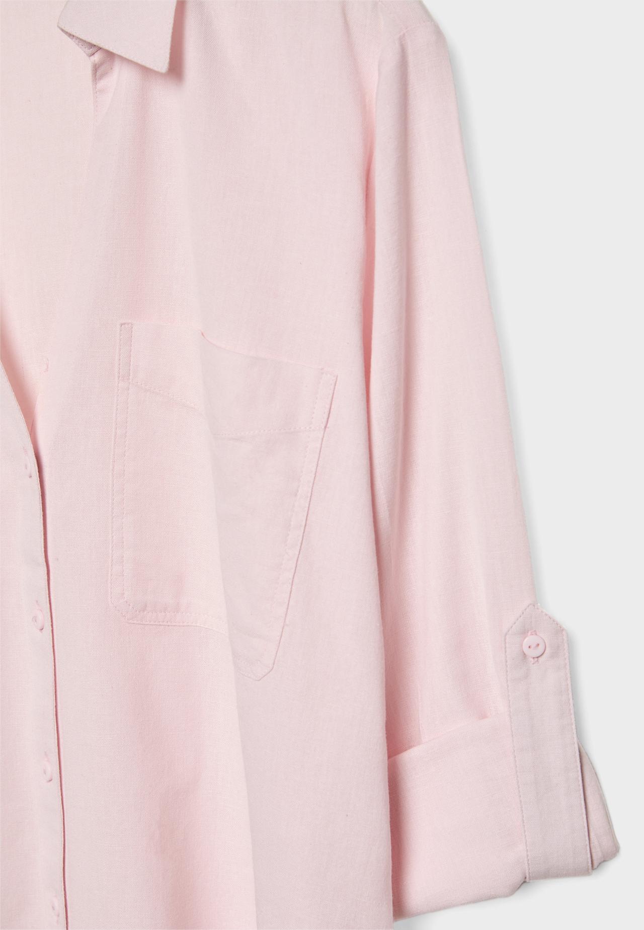 Linen blend shirt with pocket — Nude pink