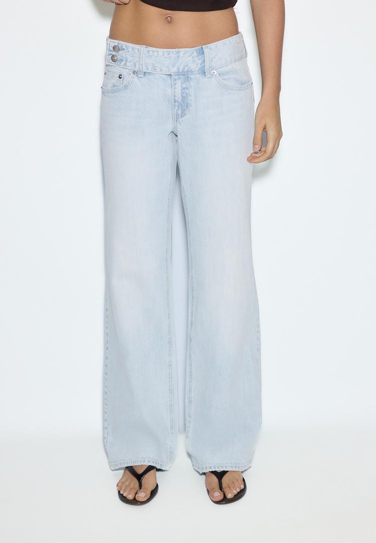 jeans straight met lage taille en hamerlussen
