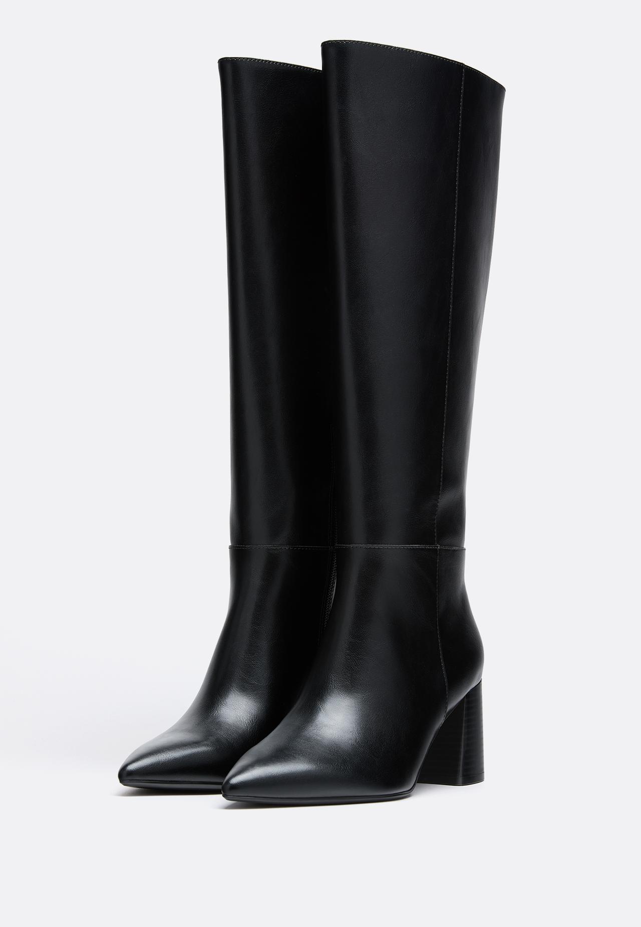 wide-leg. Tall block-heel boots — BLACK 